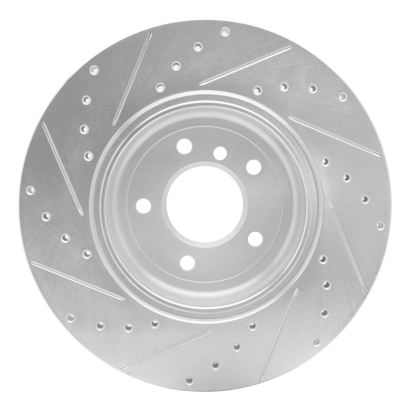 BMW 650I Brake Rotor (1) - Rear Right - R1 Concepts - Drilled & Slotted - Silver - `04-`10